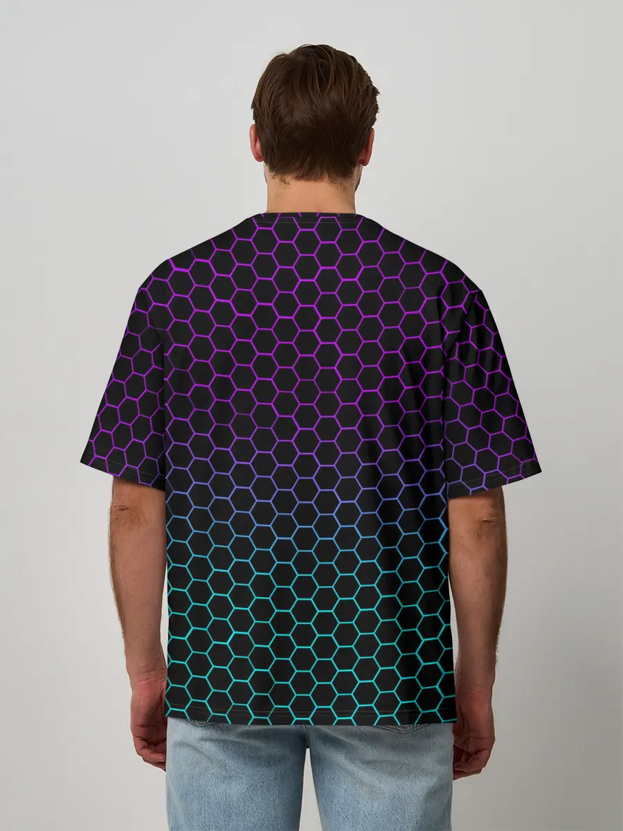 Мужская футболка оверсайз / НЕОНОВЫЕ СОТЫ