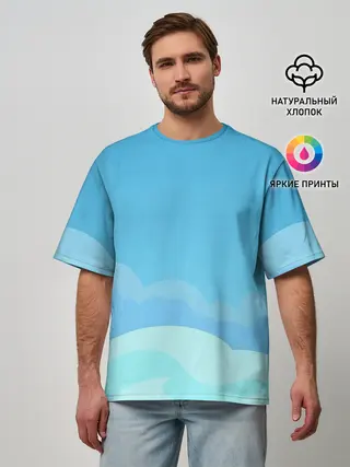 Мужская футболка оверсайз / Небо после грозы