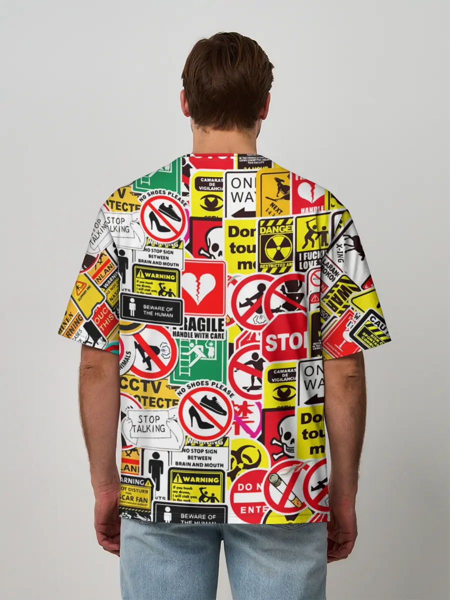 Мужская футболка оверсайз / Запрещающие знаки