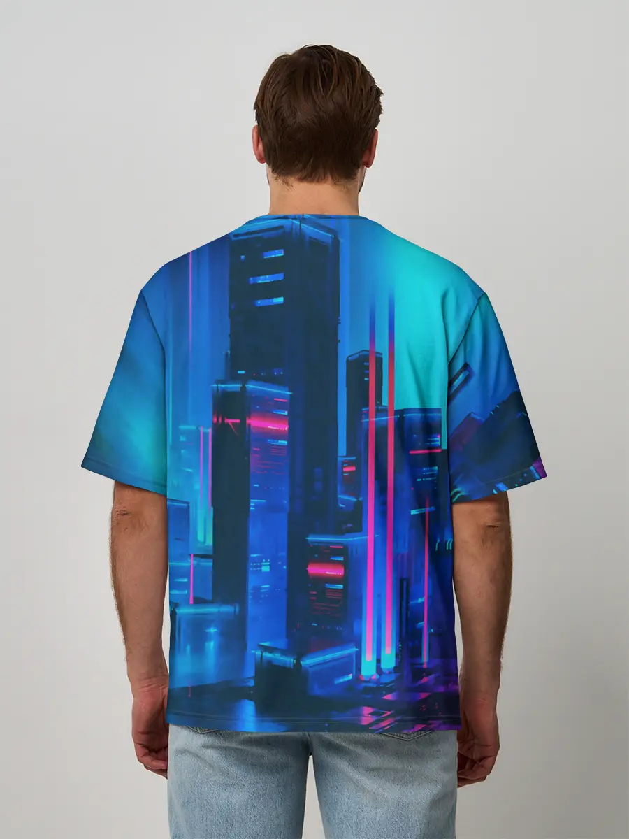 Мужская футболка оверсайз / НОЧНОЙ ГОРОД