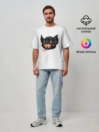 Мужская футболка оверсайз / Черная Летучая Мышь