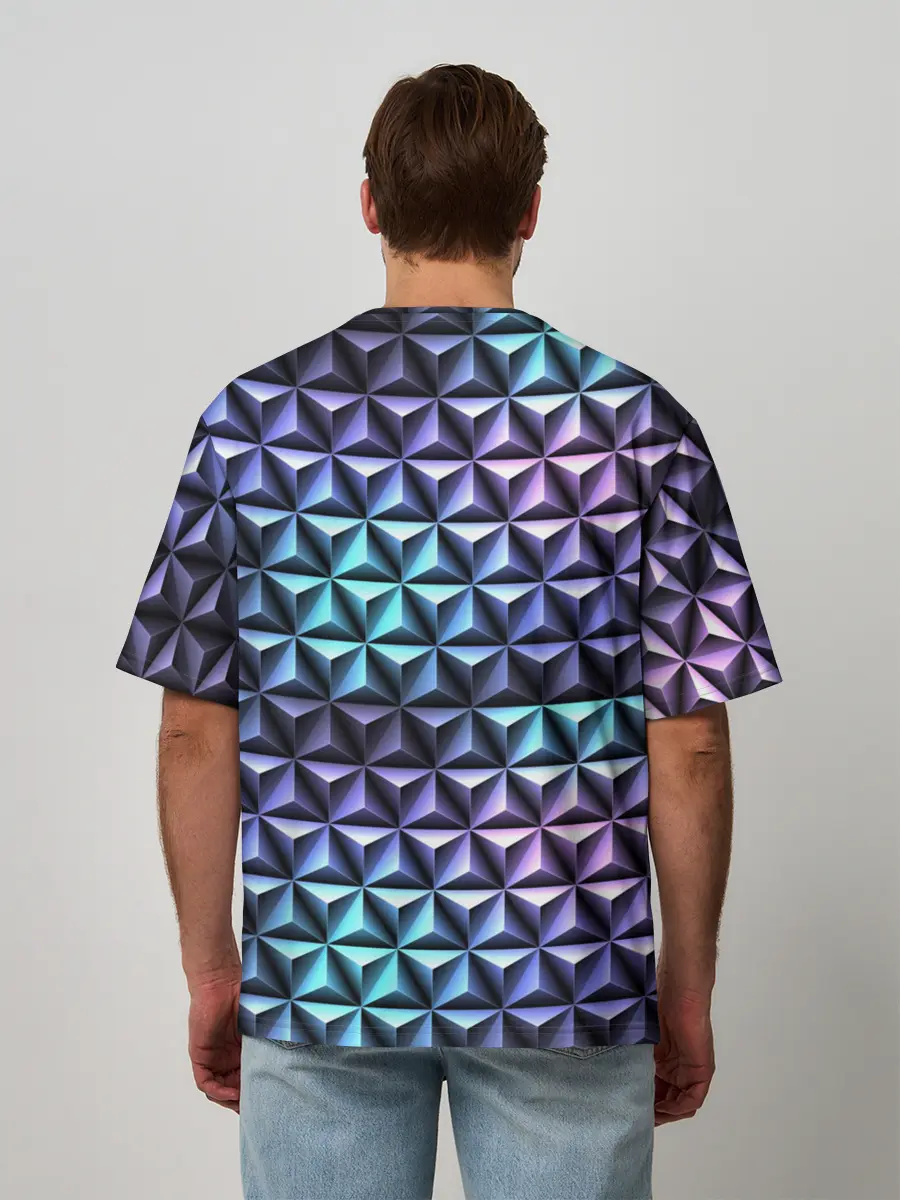 Мужская футболка оверсайз / НЕОНОВАЯ СТАЛЬ