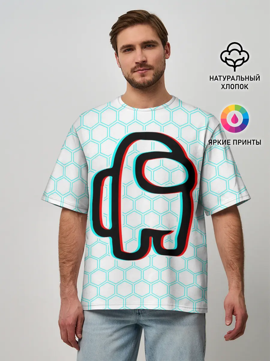 Мужская футболка оверсайз / AMONG US / АМОНГ АС