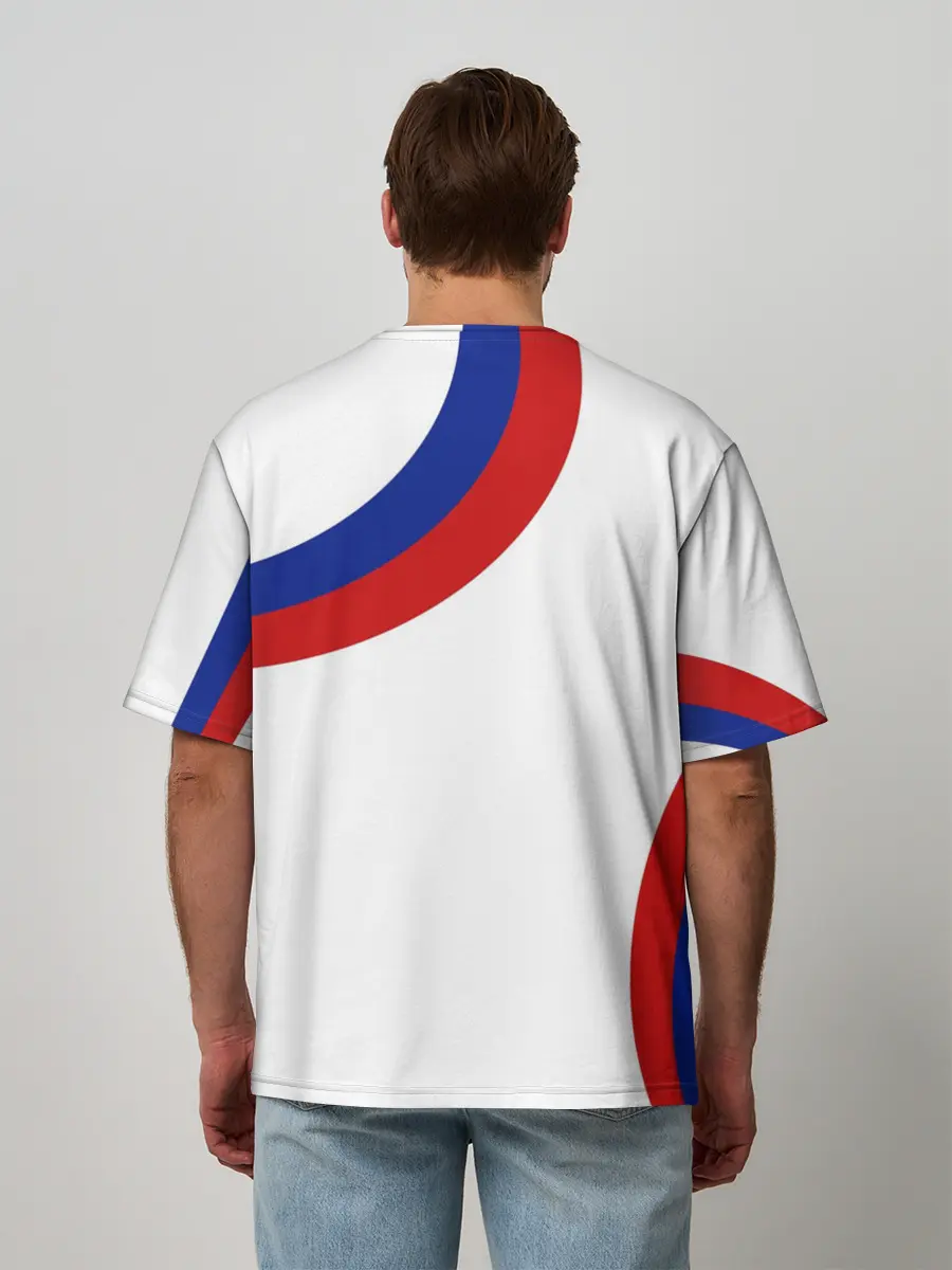 Мужская футболка оверсайз / Россия Триколор