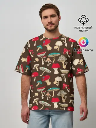 Мужская футболка оверсайз / Грибы