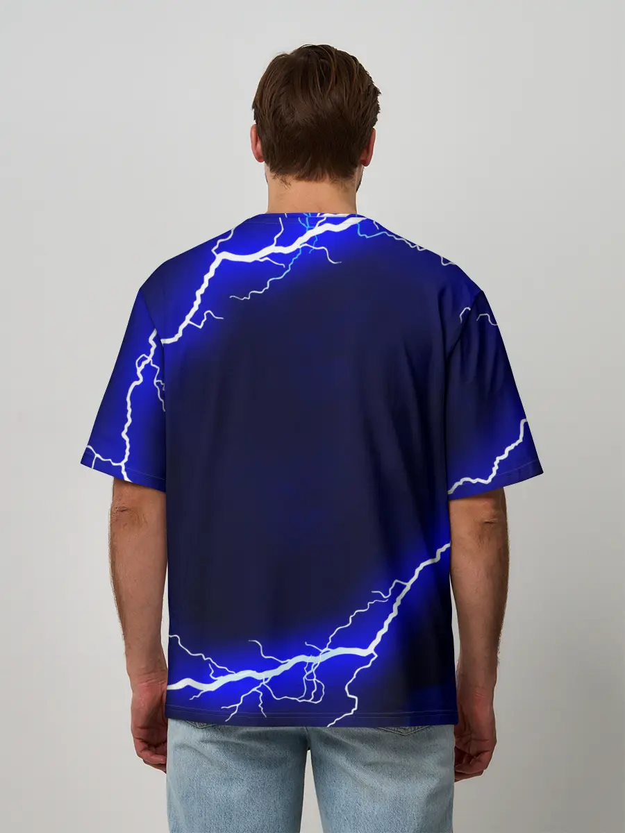 Мужская футболка оверсайз / СИНИЕ МОЛНИИ