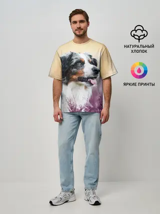 Мужская футболка оверсайз / Австралийская Овчарка