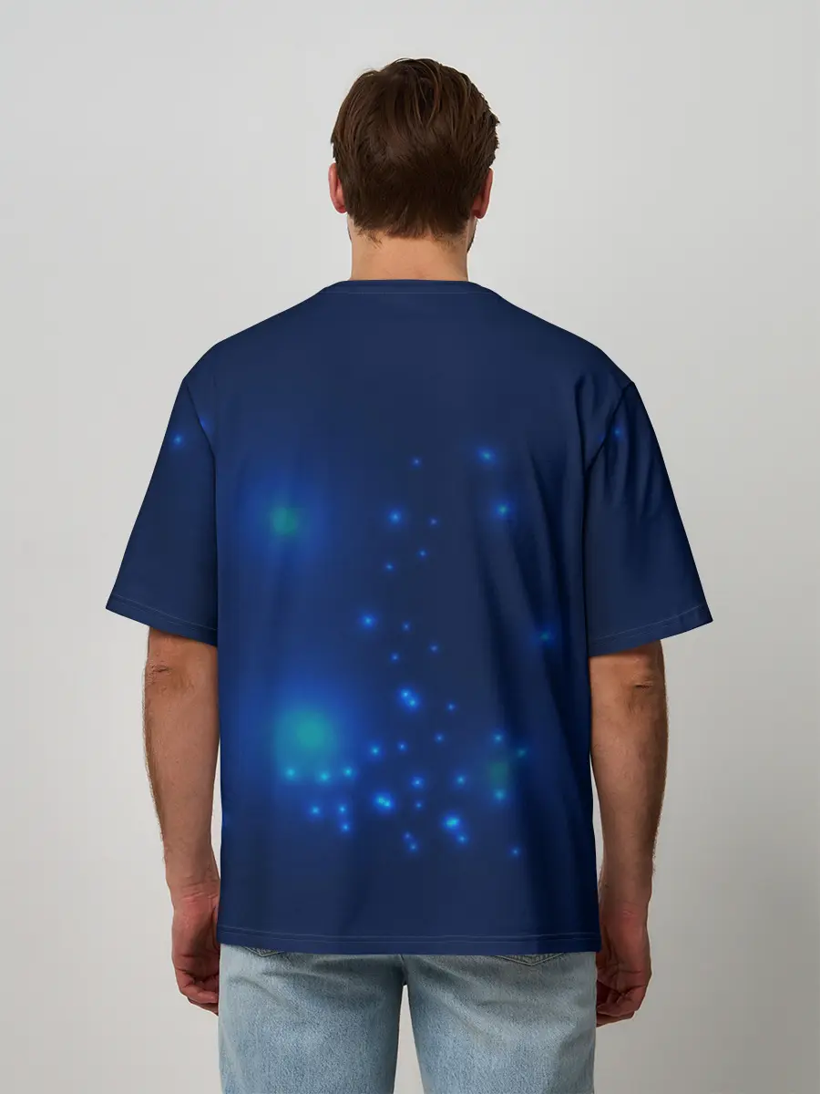 Мужская футболка оверсайз / Медуза на синем