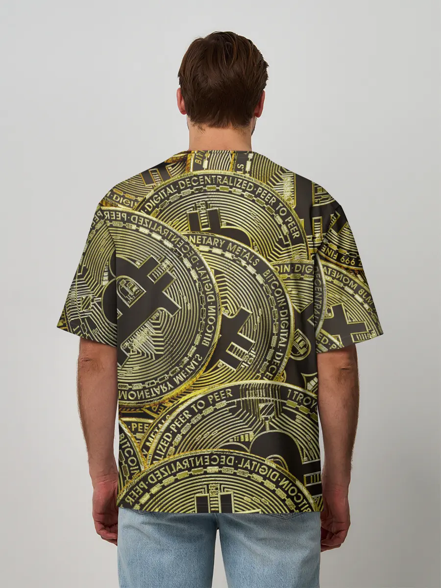 Мужская футболка оверсайз / БИТКОИНЫ МОНЕТЫ