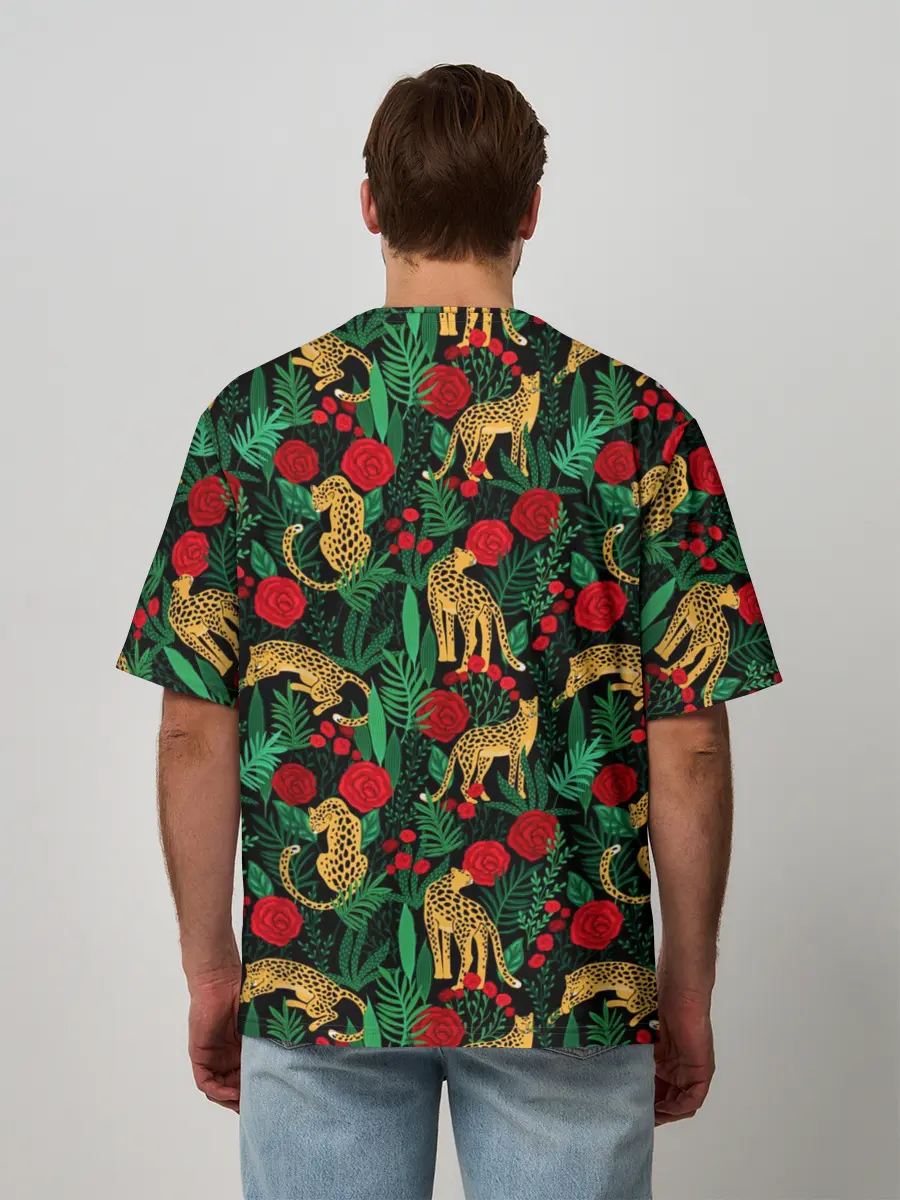 Мужская футболка оверсайз / Leopards | Леопардовый Паттерн