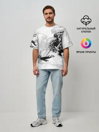 Мужская футболка оверсайз / Всадник и чёрт