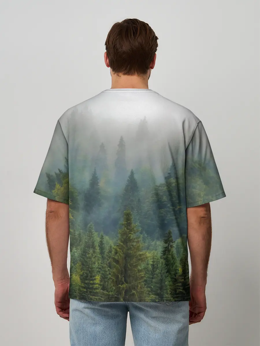 Мужская футболка оверсайз / Лес