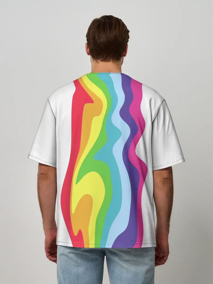 Мужская футболка оверсайз / Радуга