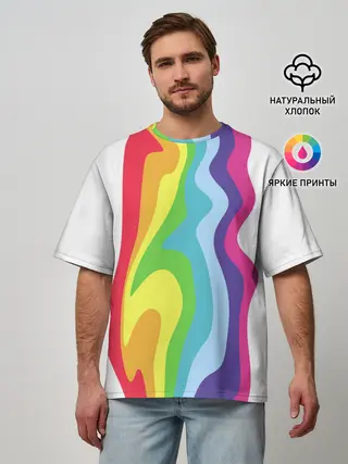 Мужская футболка оверсайз / Радуга