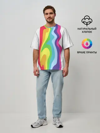 Мужская футболка оверсайз / Радуга