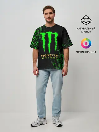 Мужская футболка оверсайз / MONSTER ENERGY NEON | МОНСТЕР НЕОН