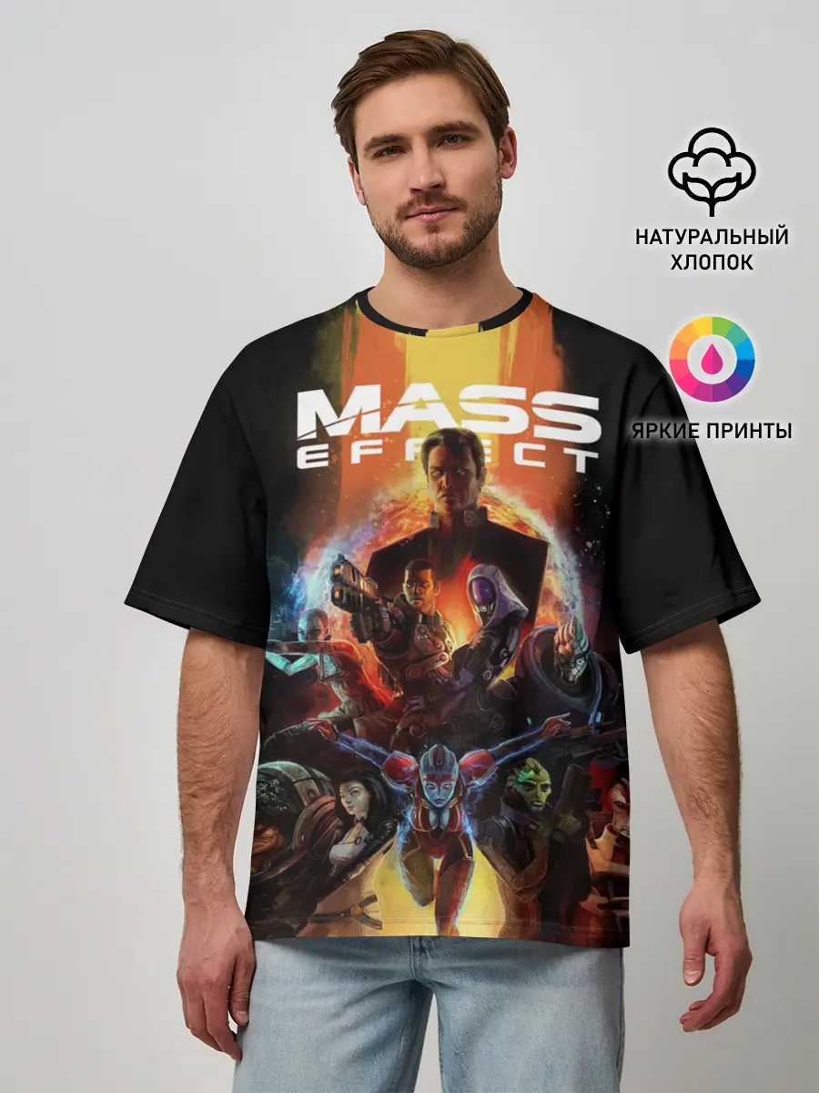 Мужская футболка оверсайз / mass effect