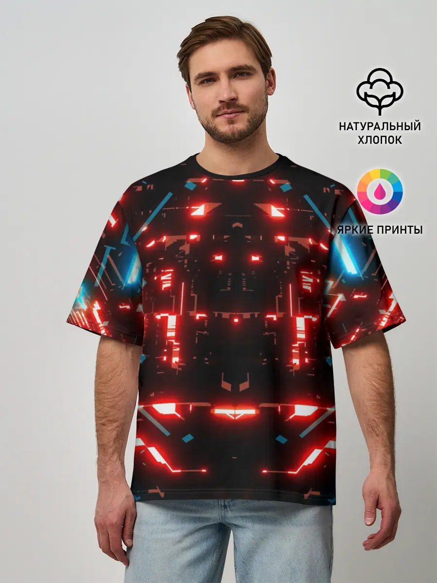 Мужская футболка оверсайз / Neon Lights