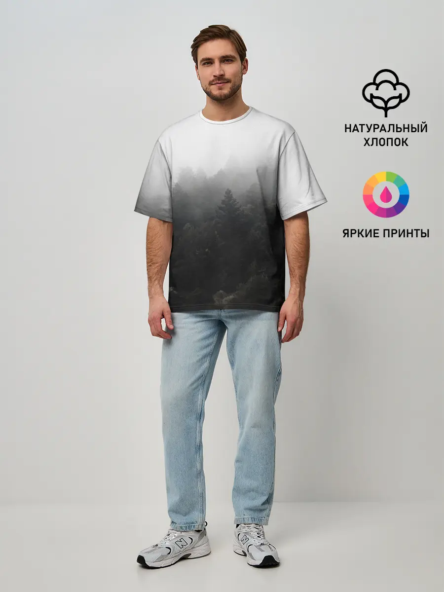 Мужская футболка оверсайз / Лес