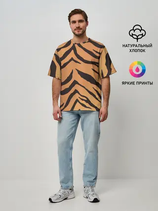 Мужская футболка оверсайз / Тигриный камуфляж