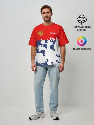 Мужская футболка оверсайз / Герб РФ