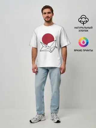 Мужская футболка оверсайз / БУМАЖНЫЙ ЖУРАВЛЬ | PAPER CRANE