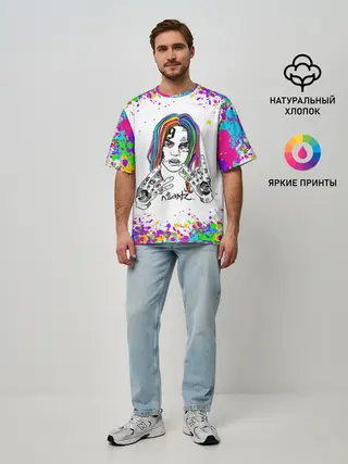 Мужская футболка оверсайз / Такеши 6ix9ine