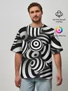 Мужская футболка оверсайз / Полосатые 3D круги