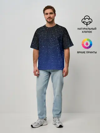 Мужская футболка оверсайз / НОЧНОЕ НЕБО