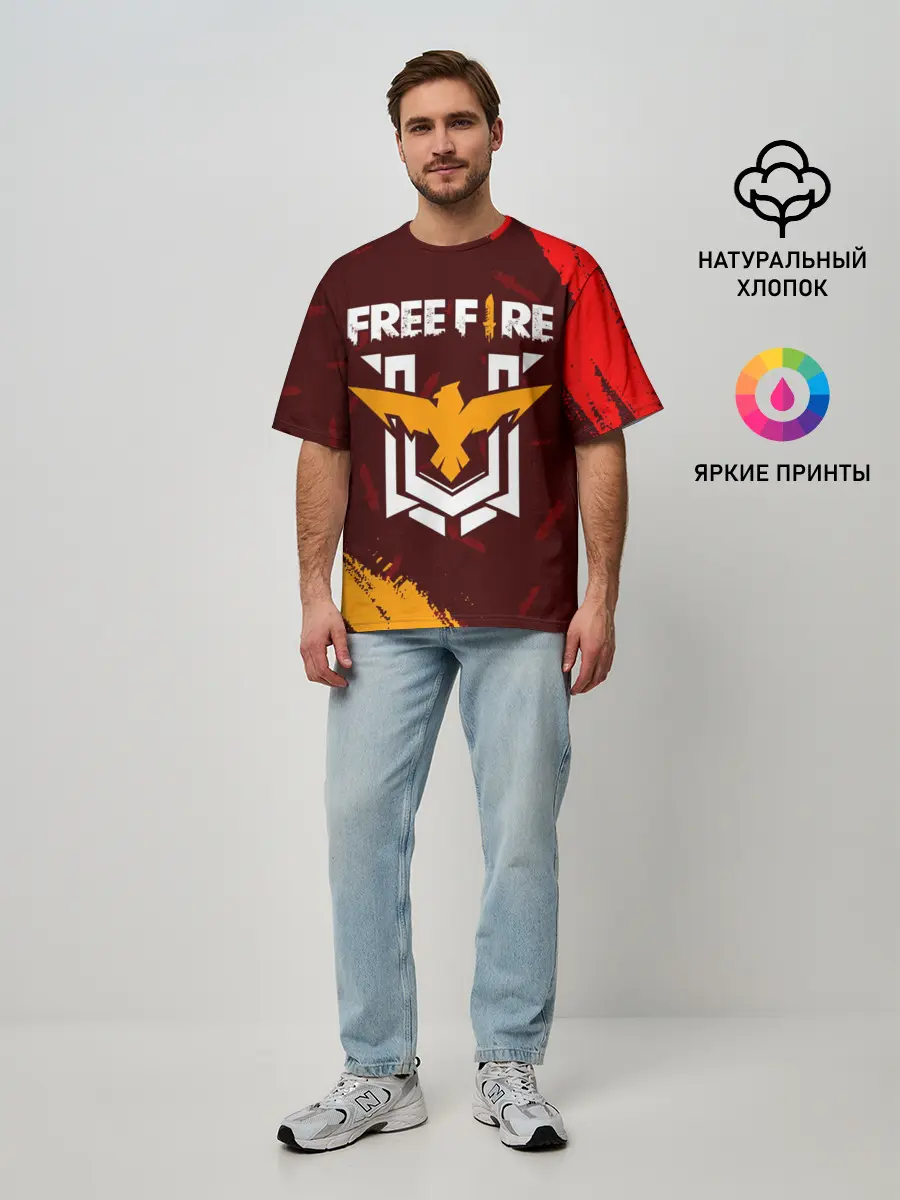 Мужская футболка оверсайз / FREE FIRE / ФРИ ФАЕР
