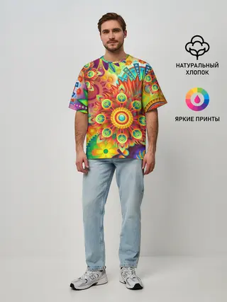 Мужская футболка оверсайз / Психоделия | Яркая