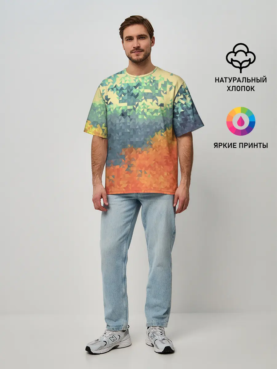 Мужская футболка оверсайз / Стихия: лед и пламя