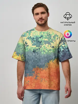 Мужская футболка оверсайз / Стихия: лед и пламя