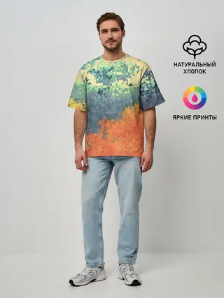 Мужская футболка оверсайз / Стихия: лед и пламя