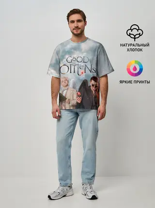 Мужская футболка оверсайз / Good Omens