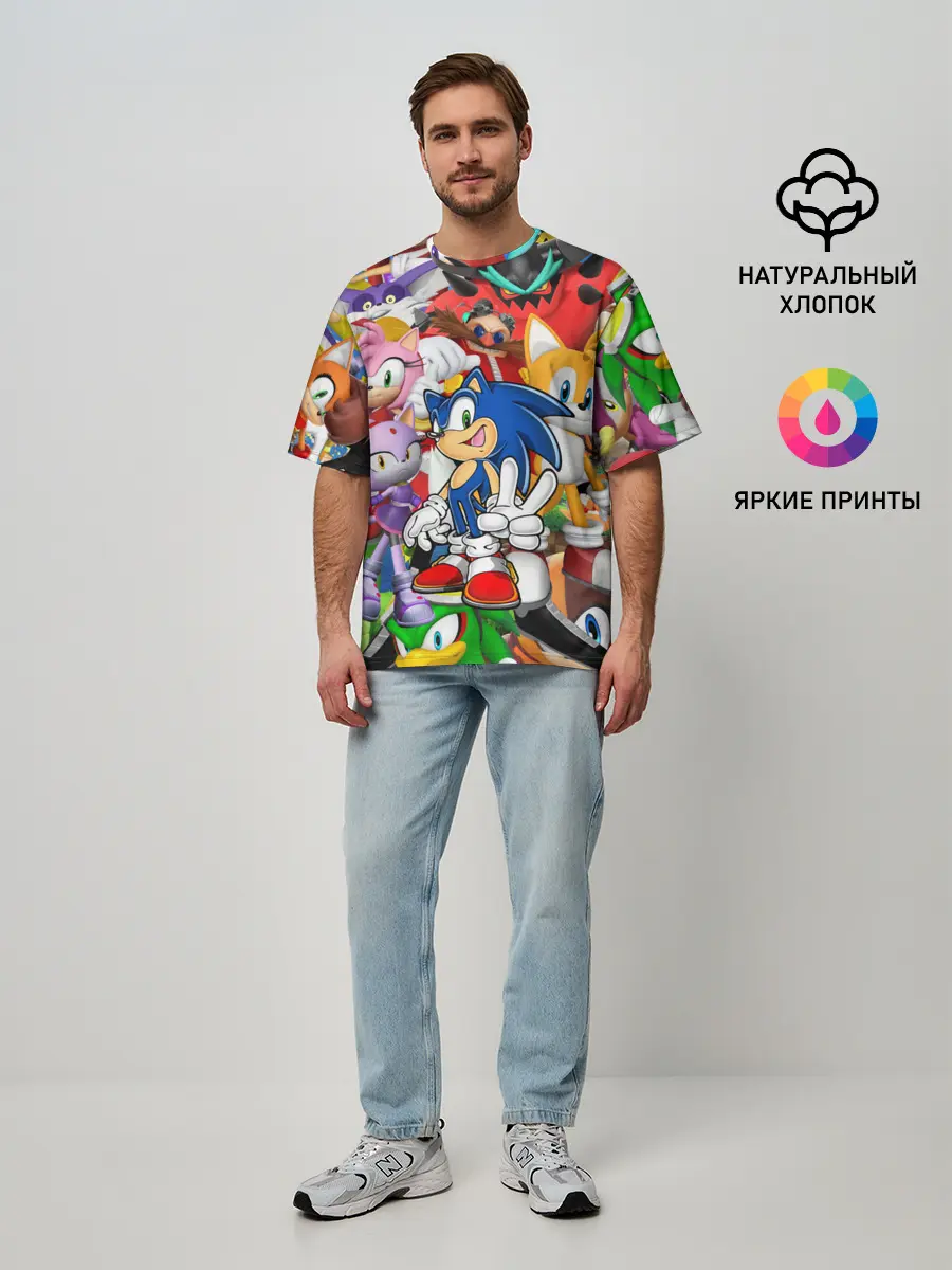 Мужская футболка оверсайз / Sonic ПЕРСОНАЖИ