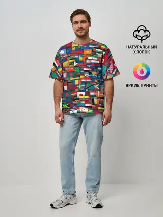 Мужская футболка оверсайз / Флаги всех стран