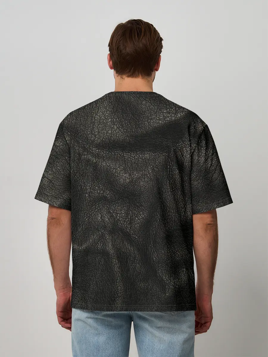 Мужская футболка оверсайз / Черная кожа