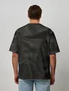 Мужская футболка оверсайз / Черная кожа