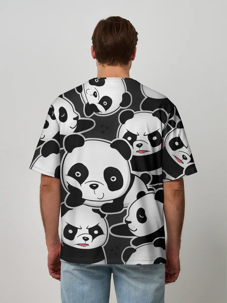 Мужская футболка оверсайз / Смешные панды