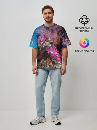 Мужская футболка оверсайз / Коралловые рыбки