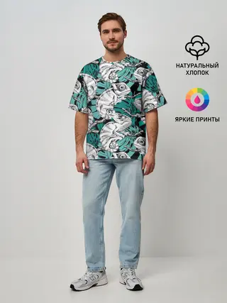 Мужская футболка оверсайз / Хамелеоны