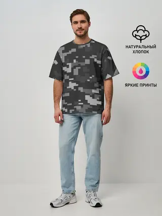 Мужская футболка оверсайз / Пиксельный камуфляж