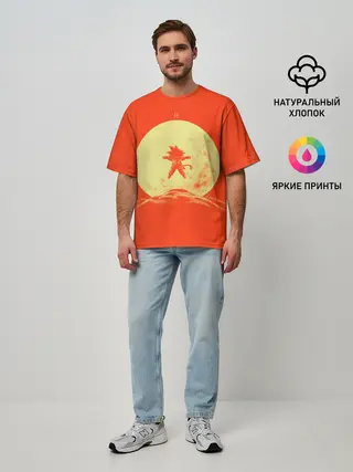 Мужская футболка оверсайз / Гоку и луна