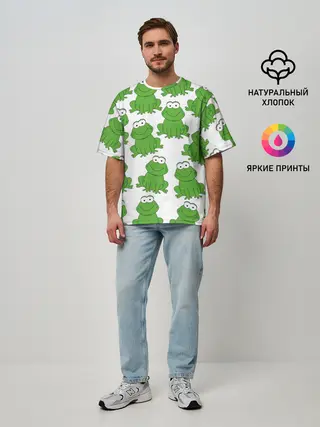 Мужская футболка оверсайз / Лягушки