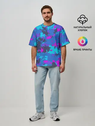 Мужская футболка оверсайз / Неоновые краски