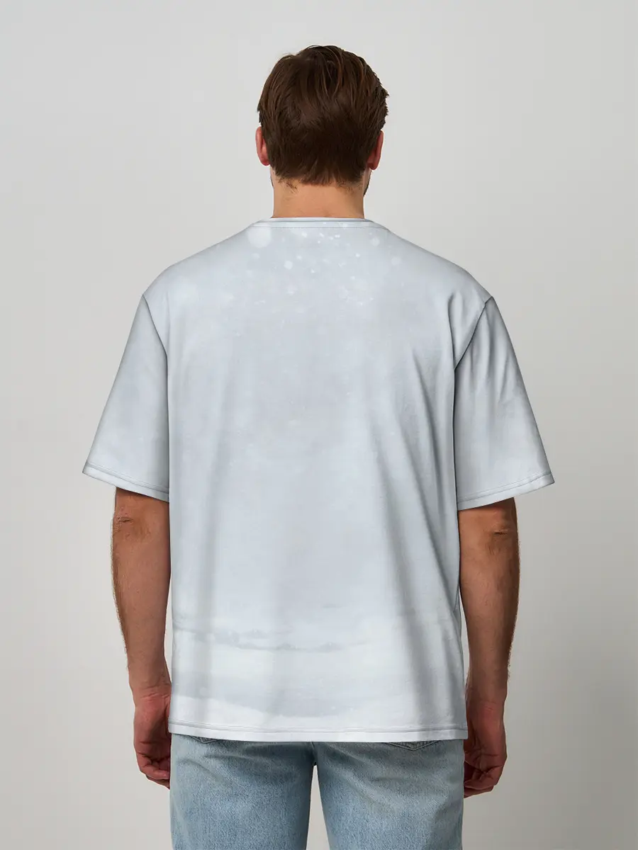 Мужская футболка оверсайз / Зимняя лисичка