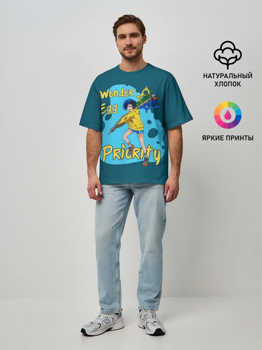 Мужская футболка оверсайз / Wonder Egg Priority
