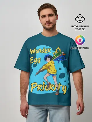 Мужская футболка оверсайз / Wonder Egg Priority