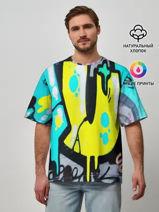 Мужская футболка оверсайз / Кислотный арт